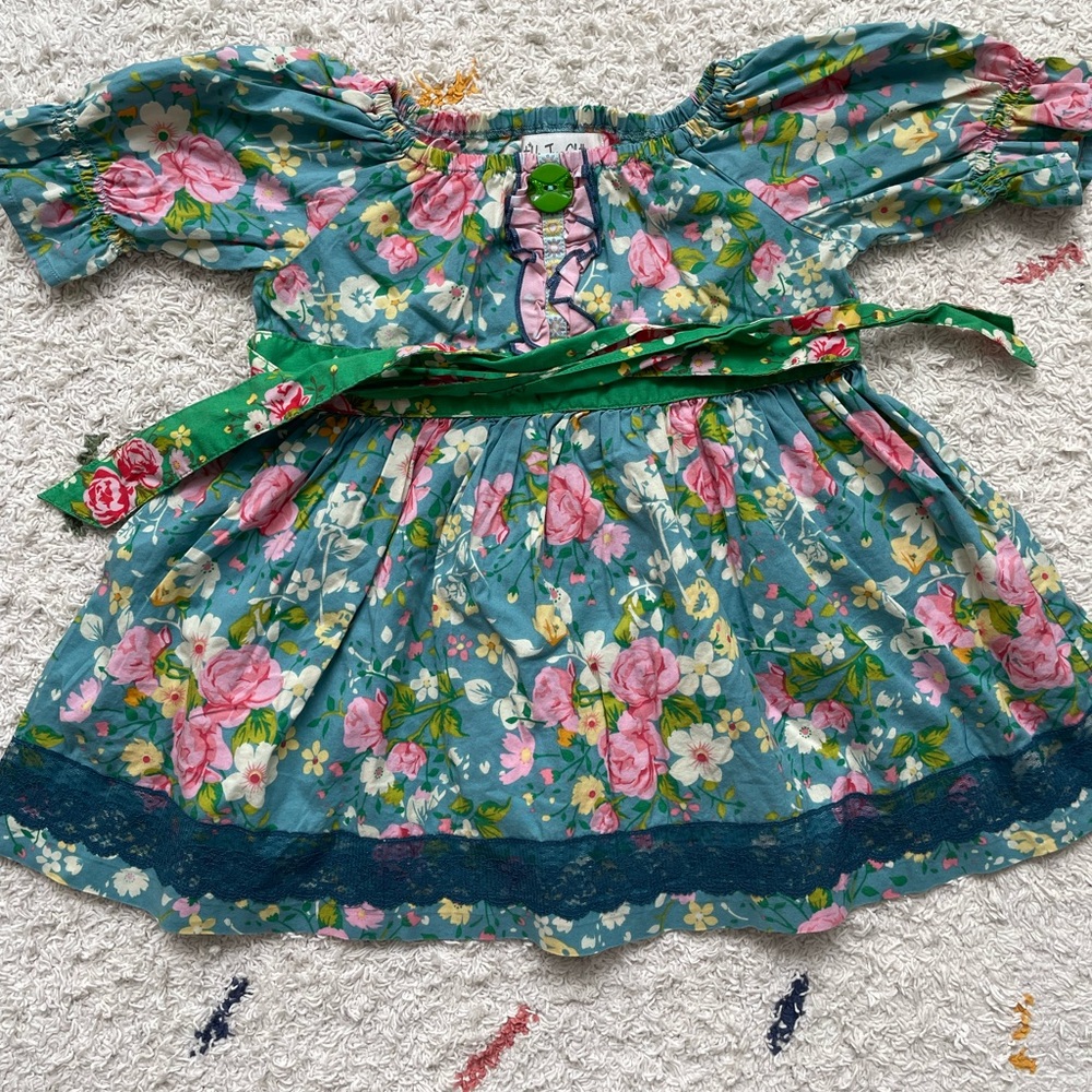 Matilda Jane Floral Off-Shoulder Dress with Belt